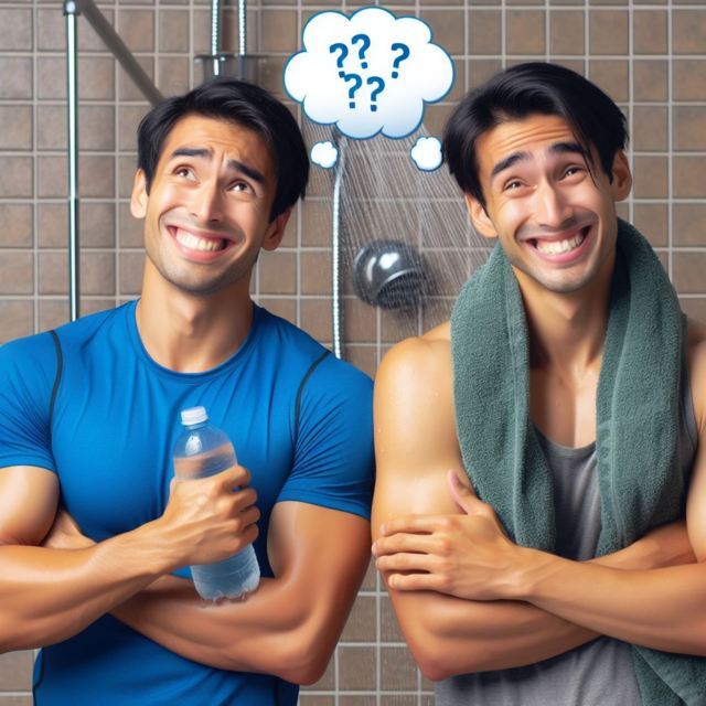 Athletes near shower thinking what does a cold bath do ?